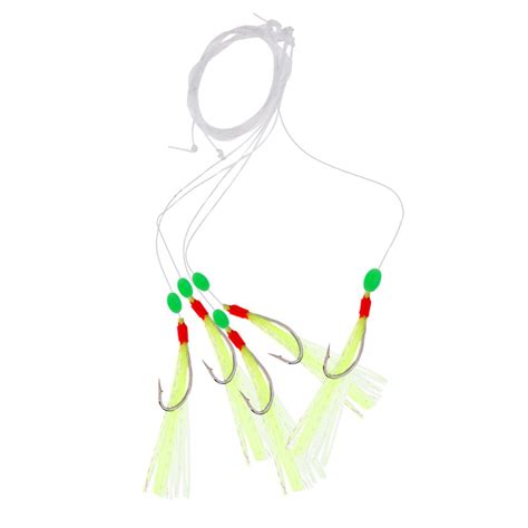 NF&E 5 Hooks #4 Big Flasher Rig Cod Bass Fishing Bait Lures with Barbed ...