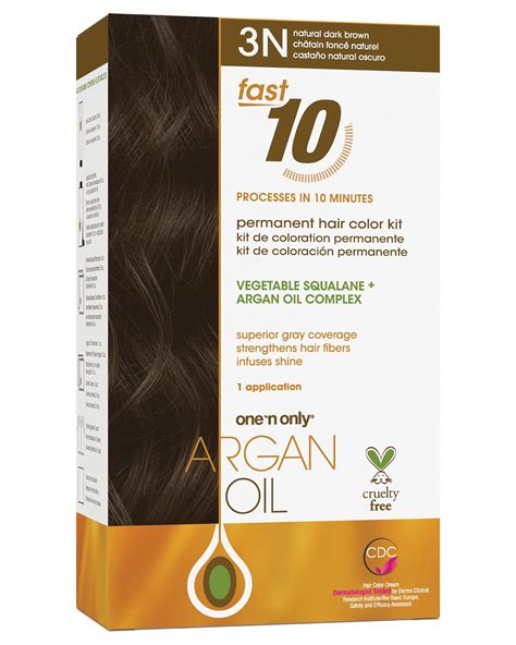 Argan Oil Fast 10 Permanent Hair Color Kit 3N Natural Dark Brown – One ...