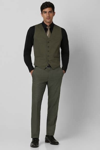 Buy Men Olive Textured Slim Fit Formal Three Piece Suit Online ...