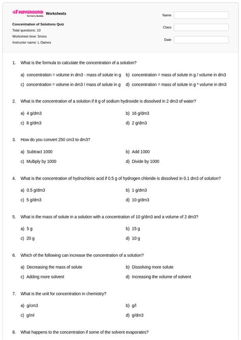 50+ Concentration of Solutions worksheets for Class 9 on Wayground ...