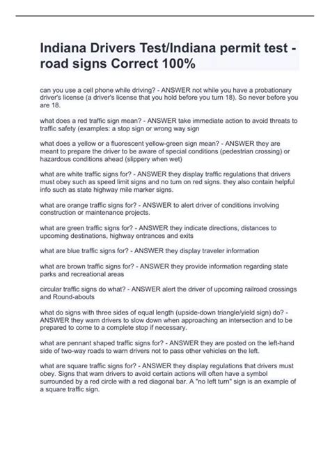 Image result for Indiana Permit Test Signs