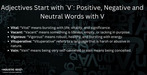 Adjectives Start with `V`: Positive, Negative and Neutral Words with V ...