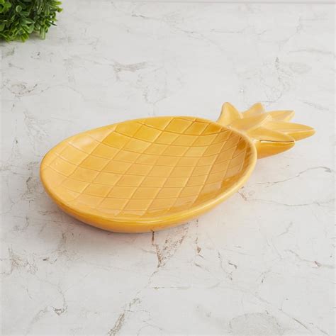 Buy Color Connect Yellow Textured Ceramic Pineapple Platter from Home ...
