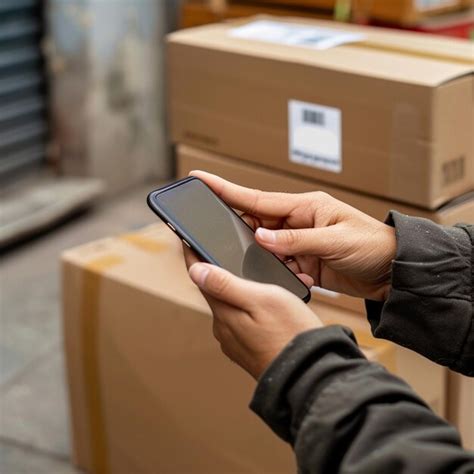 A person using a mobile app to track their package in realtime ...