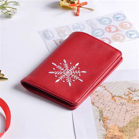Snowflake Embroidered Passport Cover Red Online - Premium Passport ...