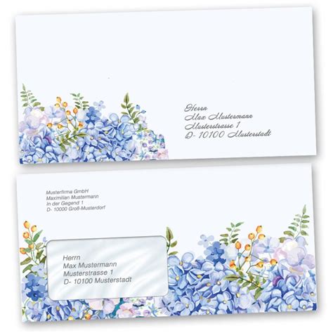 Motif envelopes BLUE HYDRANGEAS 25 envelopes DIN C6 (162x114 mm) | Pa