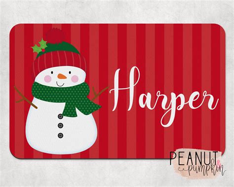 Christmas Snowman Placemats For Dining Table Set Of 4 Merry Cute With ...