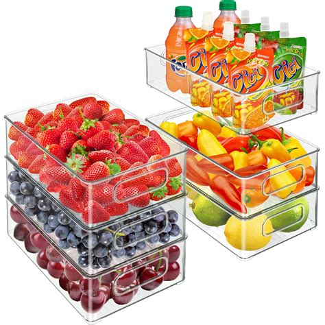 Set Of 6 Refrigerator Organizer Bins Clear Stackable Storage Bins ...