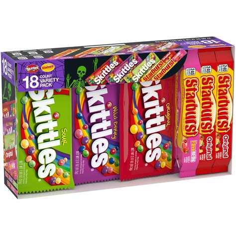 Skittles & Starburst Chewy Variety Pack Halloween Candy, 18 Count Box ...