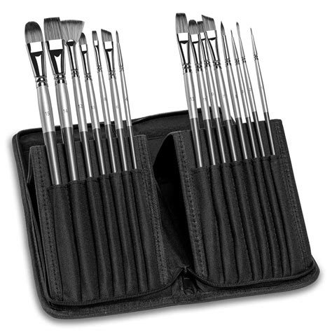 Artist Paint Brushe Set,15 pcs Nylon Paint Brush for Watercolor Gouache ...