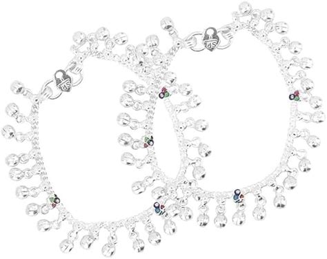 Buy ASTRO-D Silver Anklet (Payal) Full Ghungroo For Girl ~ Length 7 ...