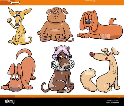 Cartoon illustration of funny dogs and puppies comic animal characters ...