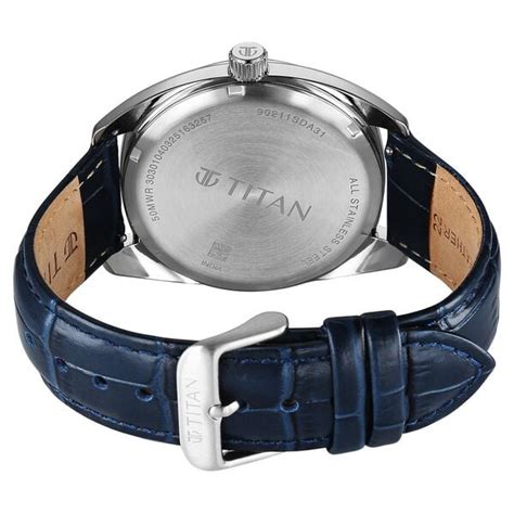 Buy Online Titan Tonneau Analog with Date and Blue Dial Blue Leather ...