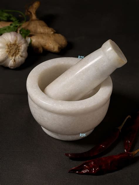 RDK® White Marble Mortar and Pestle Set Spice Mixer Grinder Set ...