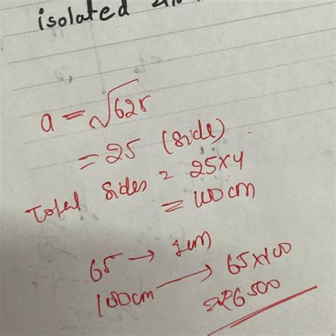 The area of a square shaped mirror is 625cm². Find the cost of the ...