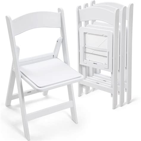 4 Pack Folding Chairs White Plastic Folding Chair Comfortable Resin ...