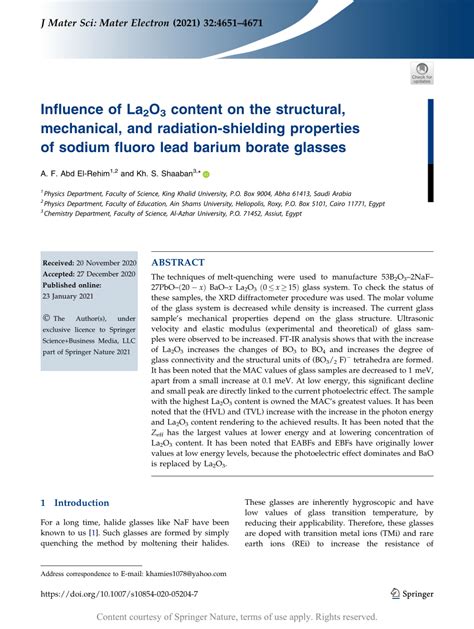 Influence of La2O3 content on the structural, mechanical, and radiation ...