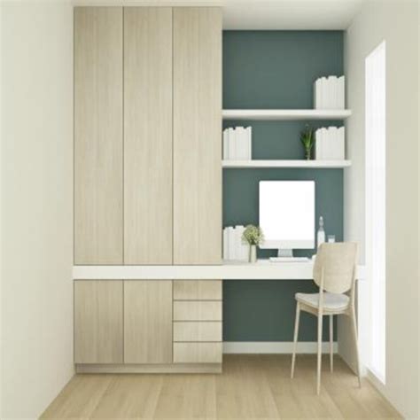 Wardrobe with Study Table Design 的图像结果