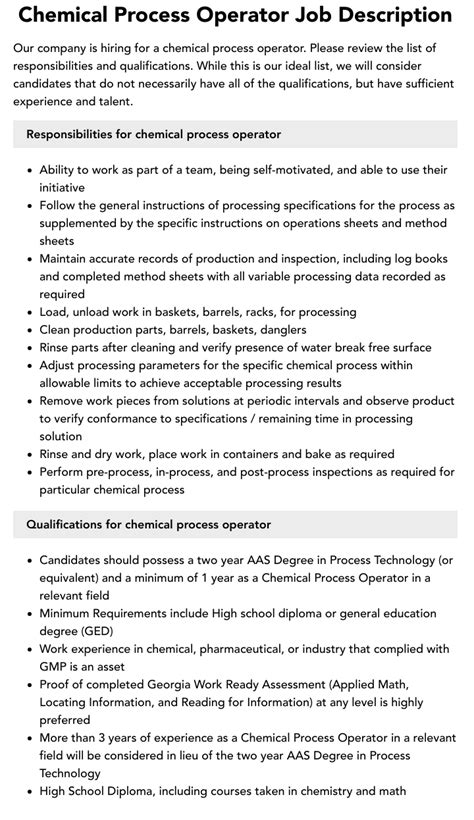 Image result for Process Operator Job Description