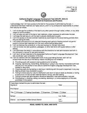 Fillable Online Test Security Affidavit for Examiners and Proctors Fax ...