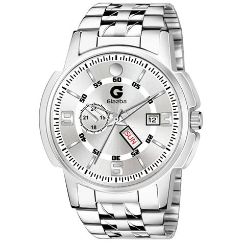 Men's Day & Date Function Watch - Black Dial, Stainless Steel