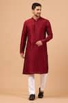 Buy Maroon Raw Silk Kurta For Men by Hilo Design Online at Aza Fashions.