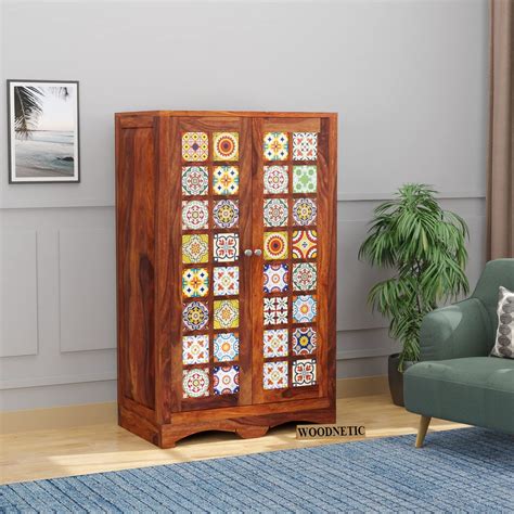 WOODNETIC Sheesham Wooden Wardrobe for Clothes with 2 Door in ...