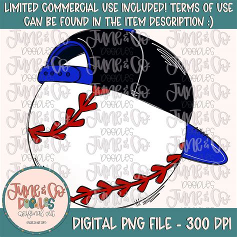 Cool Baseball Royal & Black PNG| Baseball With Hat Sublimation File| B ...