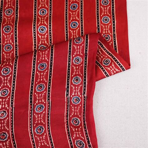 Buy Red Ajrakh Print Modal Satin Fabric at TradeUNO – TradeUNO Fabrics