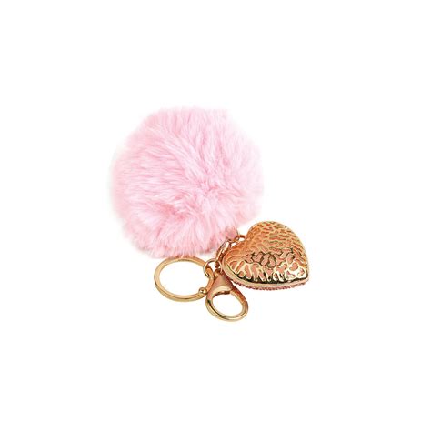 Heart Fluffy Ball Keychain (Pink) – Momentz