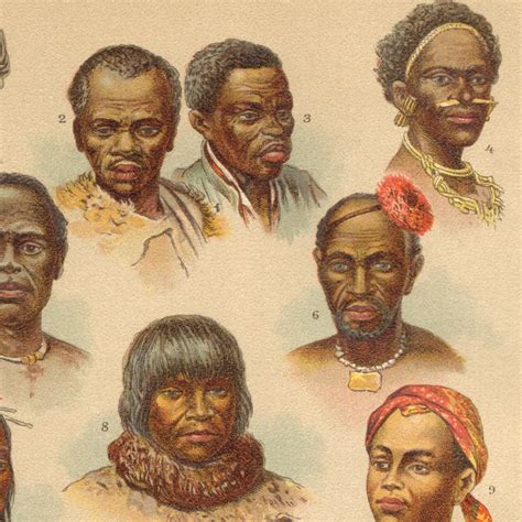 1901 ETHNIC GROUPS Antique Lithograph, Human Races, Classification of ...