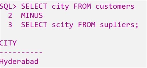 Image result for Set Operators Minus in SQL W3Schools