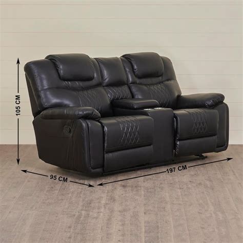 Buy Hazel Black Textured Pine Wood 2-Seater Manual Recliner - 197cm ...