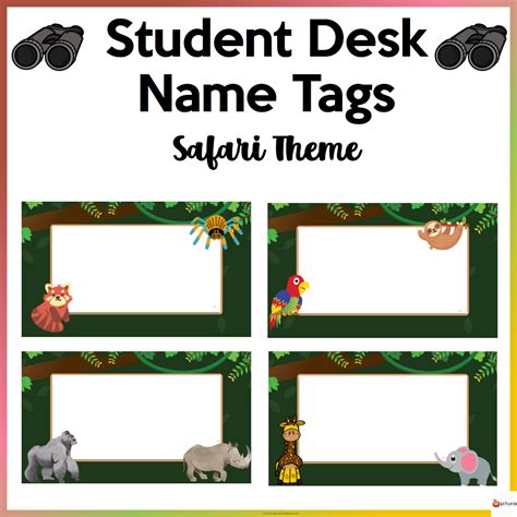 Safari Theme Desk Name Tags Editable | Made By Teachers
