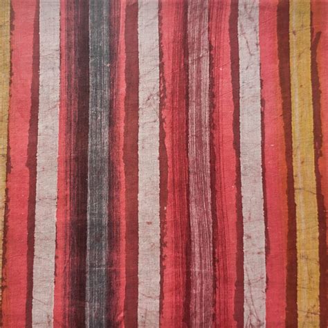 Pure Cotton Dabu Multi Blocks Stripes With Shades Of Orange And Mustar ...