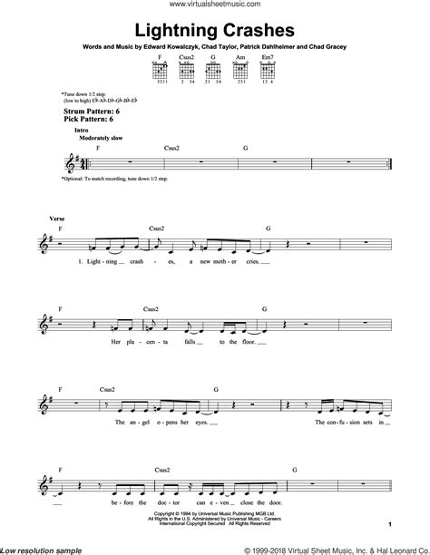 Lightning Crashes Guitar Chords And Lyrics at Katie Felton blog