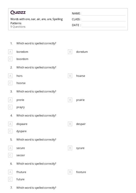 50+ Spelling Patterns worksheets for 2nd Class on Quizizz | Free ...