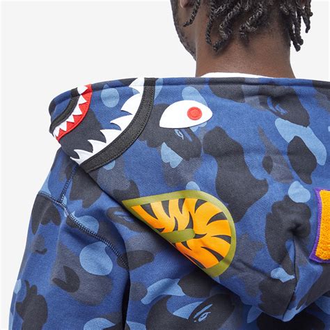 A Bathing Ape Colour Camo Shark Full Zip Hoodie Navy | END. (GB)
