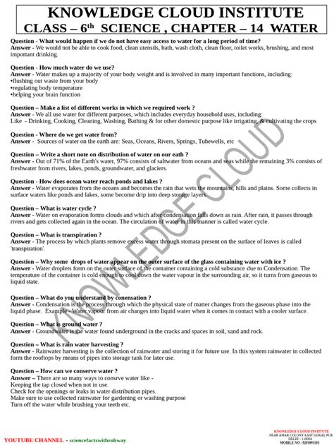 Class 6 Science Water Chapter PDF 的图像结果