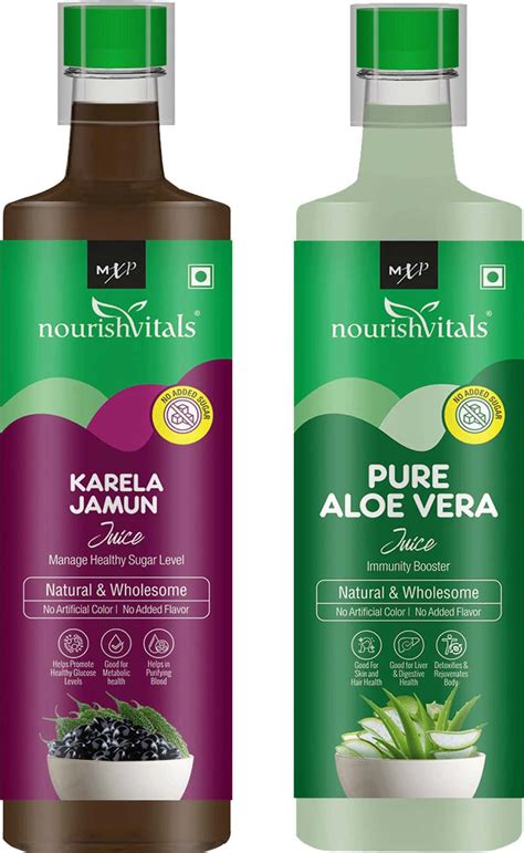 Buy NOURISHVITALS KARELA JAMUN JUICE + PURE ALOE VERA JUICE - SUPPORTS ...