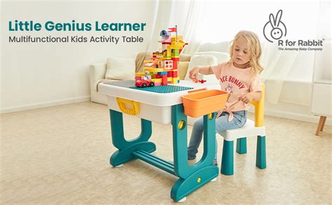 R for Rabbit Little Genius Learner Kids Study Table Set with Chair, 4 ...