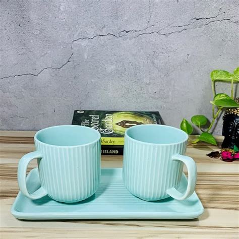 Buy Homefrills Premium Stoneware Handmade Striped Design Ceramic Tea ...