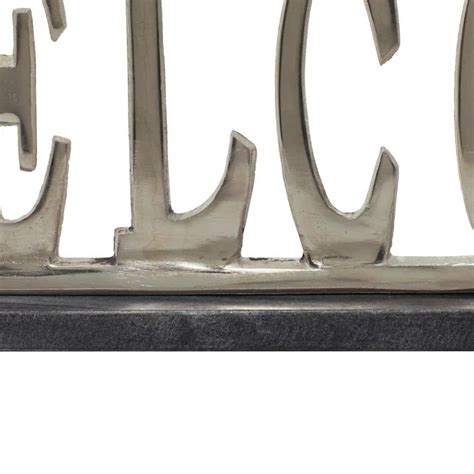 Buy Small Silver Metallic WELCOME Standing Sign with Marble Base Decor ...