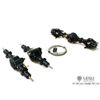 scm-modellbau - Lesu Achsen Set 6X6 sperrbar Tamiya LKW 1:14 Metall 3 ...