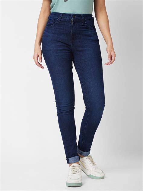 Spykar High Rise Skinny Fit Blue Jeans For Women