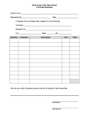 Fillable Online rockcreekschools Rock Creek JrSr High School Purchase ...