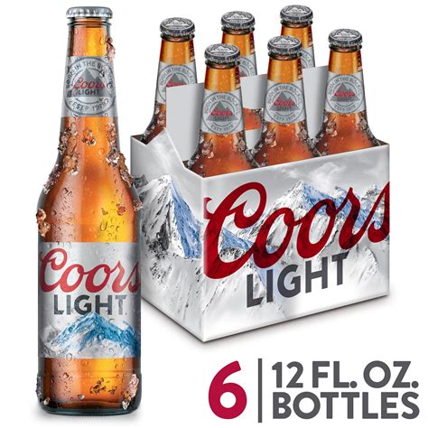 Coors Light Beer, Light Lager Beer, 6 Pack Beer, 12 FL OZ Bottles, 4.2% ...