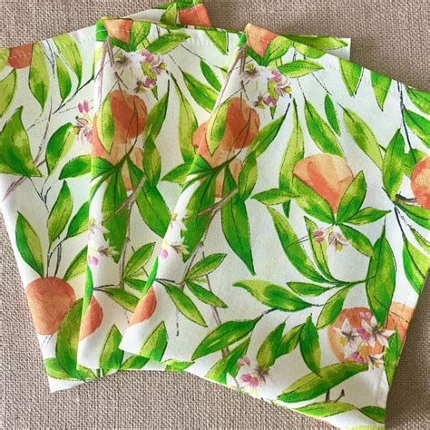 Spanish Orange Print Handcrafted Kitchen Tea Towel Mediterranean Citrus ...