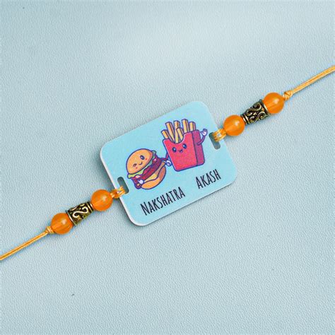 Buy Personalized Handmade Burger & Fries Acrylic Kids Rakhi With Roli ...