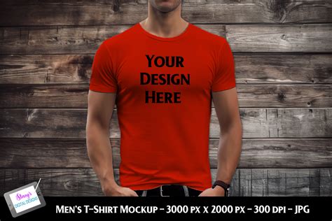 Men's T-shirt Mockup on Model - Red Graphic by stacysdigitaldesigns ...